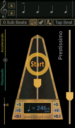 screenshot of metronome app