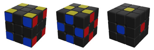 Corner, Edge and Center Cube Pieces